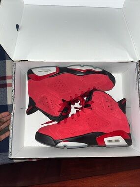 Red Suede High-Top Sneakers